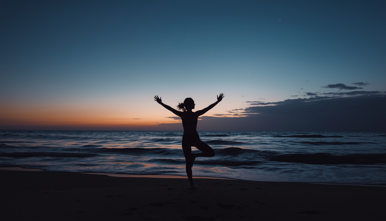 Illustration of a balanced daily lifestyle cycle showing morning energy and evening calm